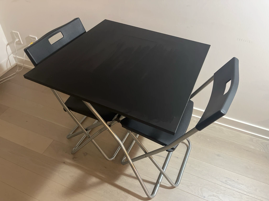 Black Folding Table and Chairs Set - photo 2
