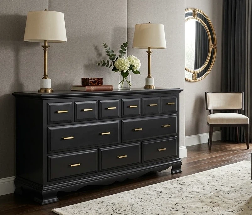 Hardwood Bedroom Furniture Black & Gold - photo 2