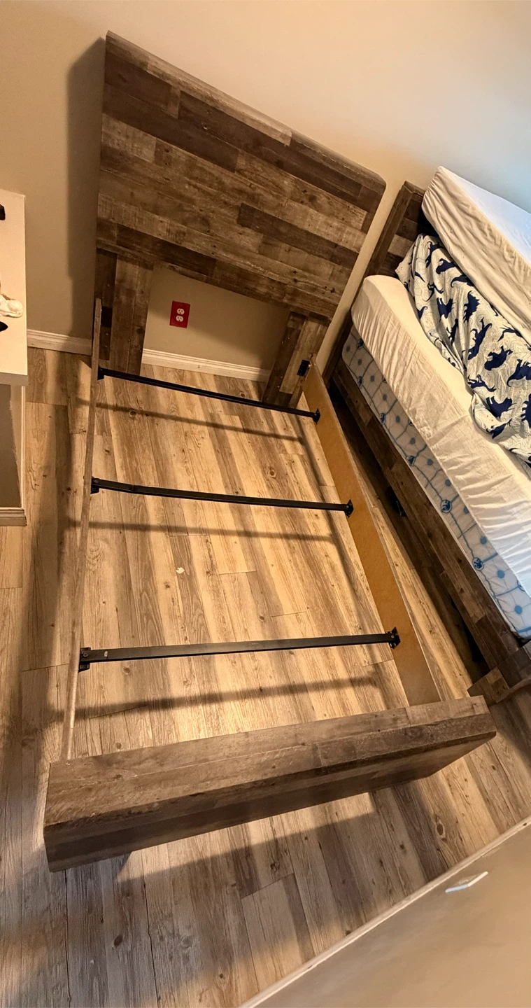 Rustic Wood Grain Headboard and Footboard Set