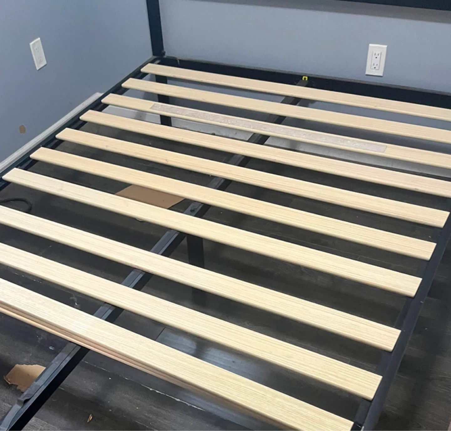 Black Metal Bed Frame with Wood Slats - photo 3