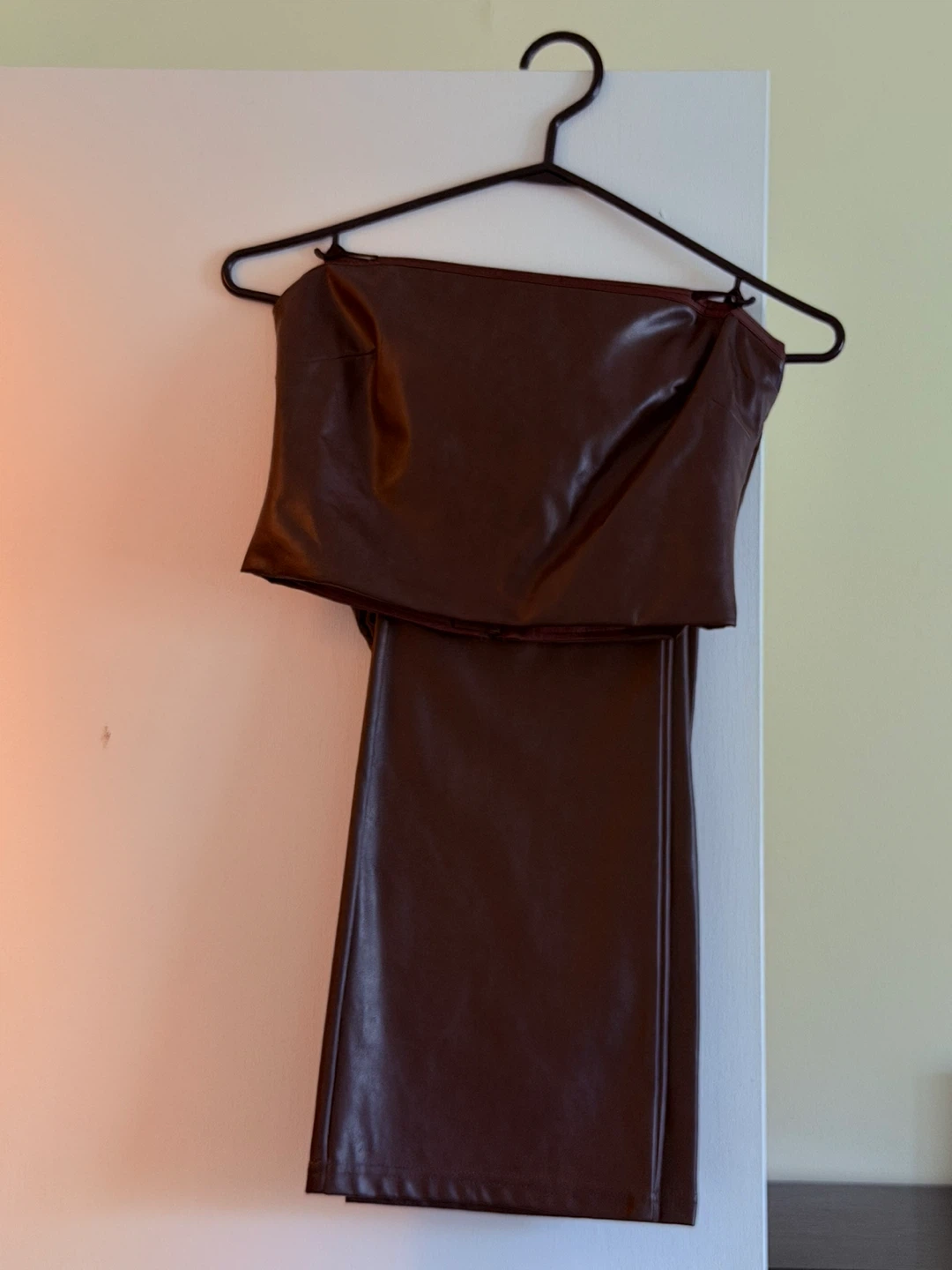 Babaton TEN Faux Leather Pants and Tube Top Set