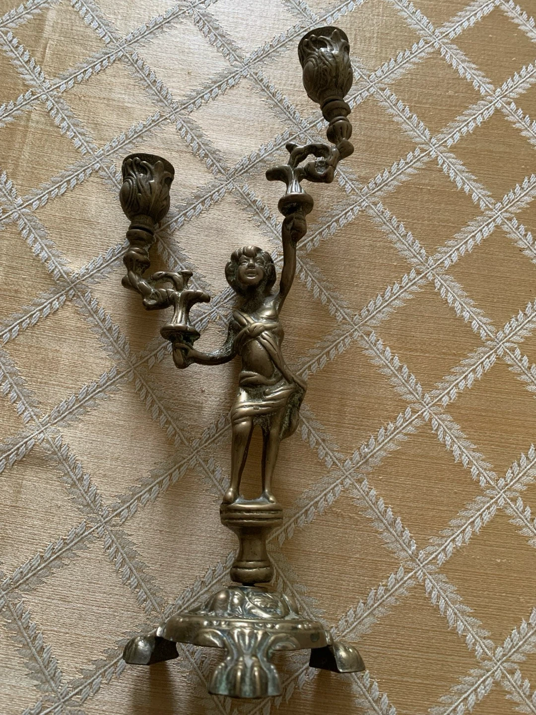Antique Cherub Candlestick Holder