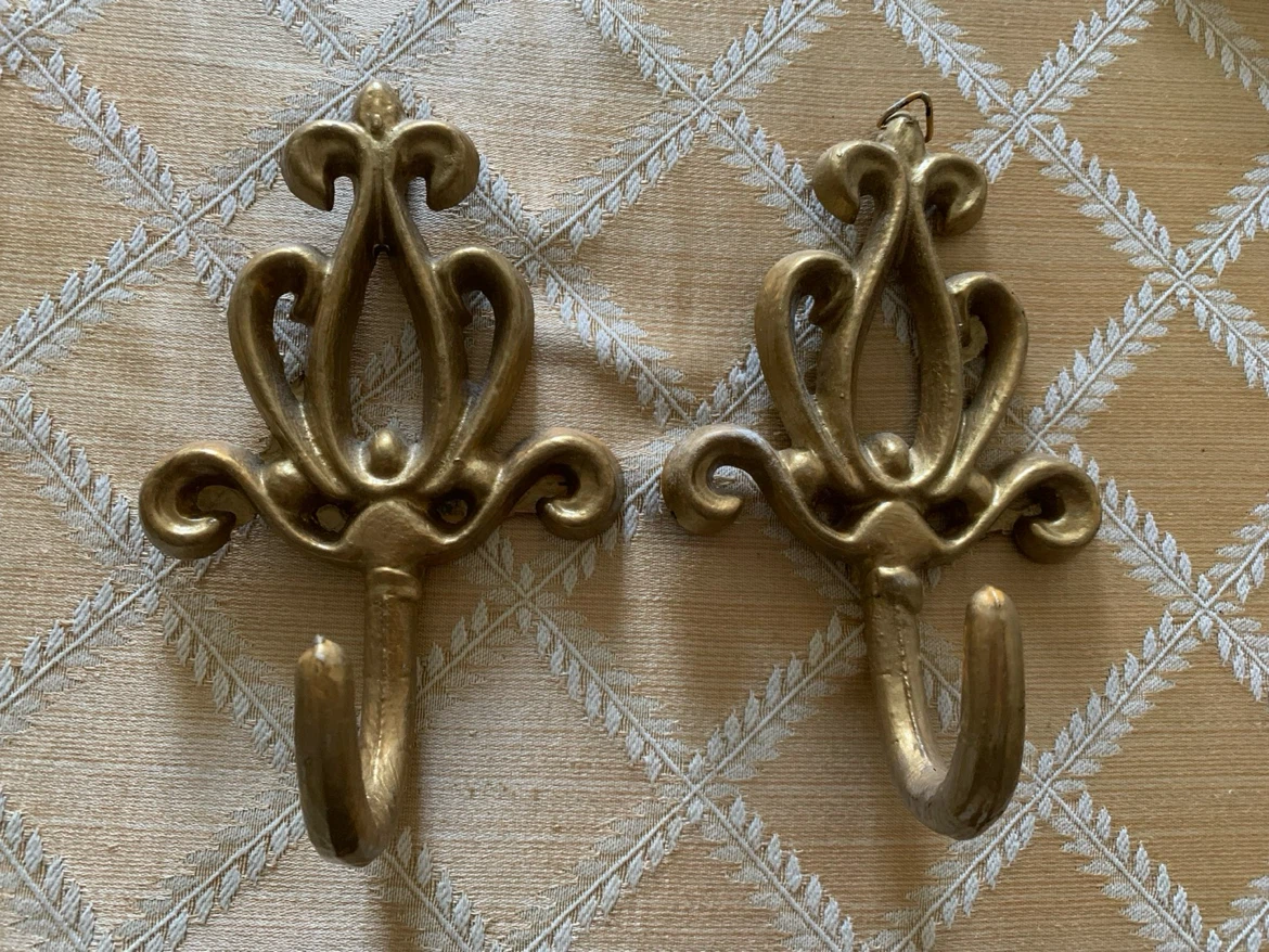 Decorative Gold Wall Hooks - Set of 2