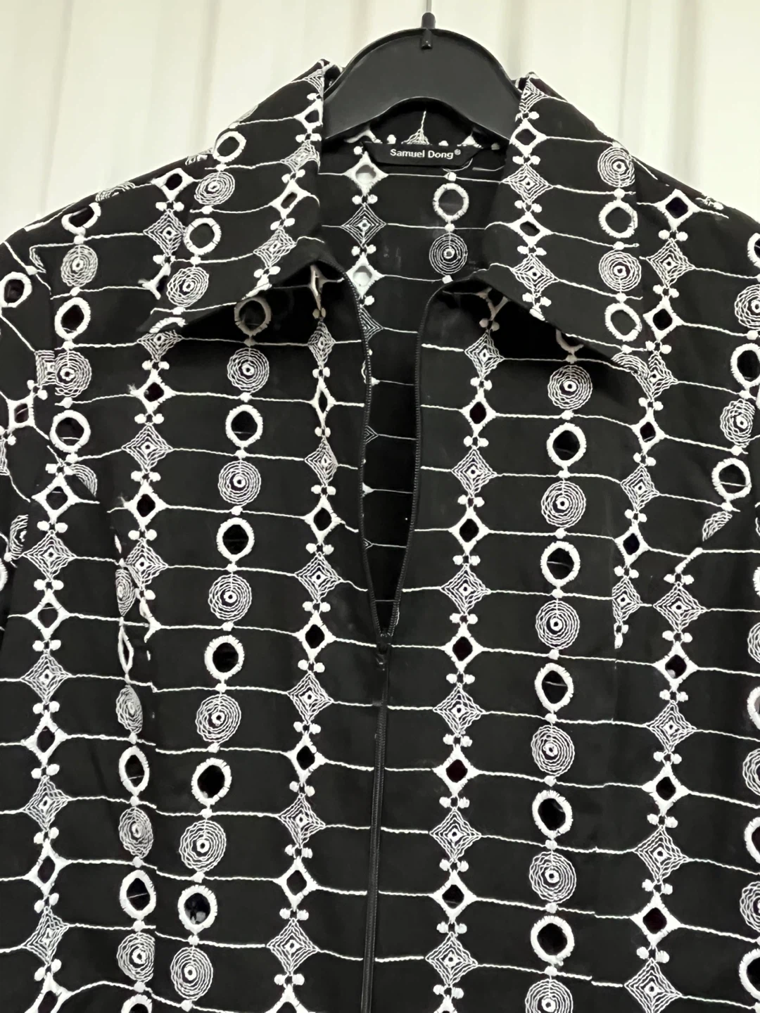 Samuel Dong Black & White Print Zip-Up Jacket - photo 2