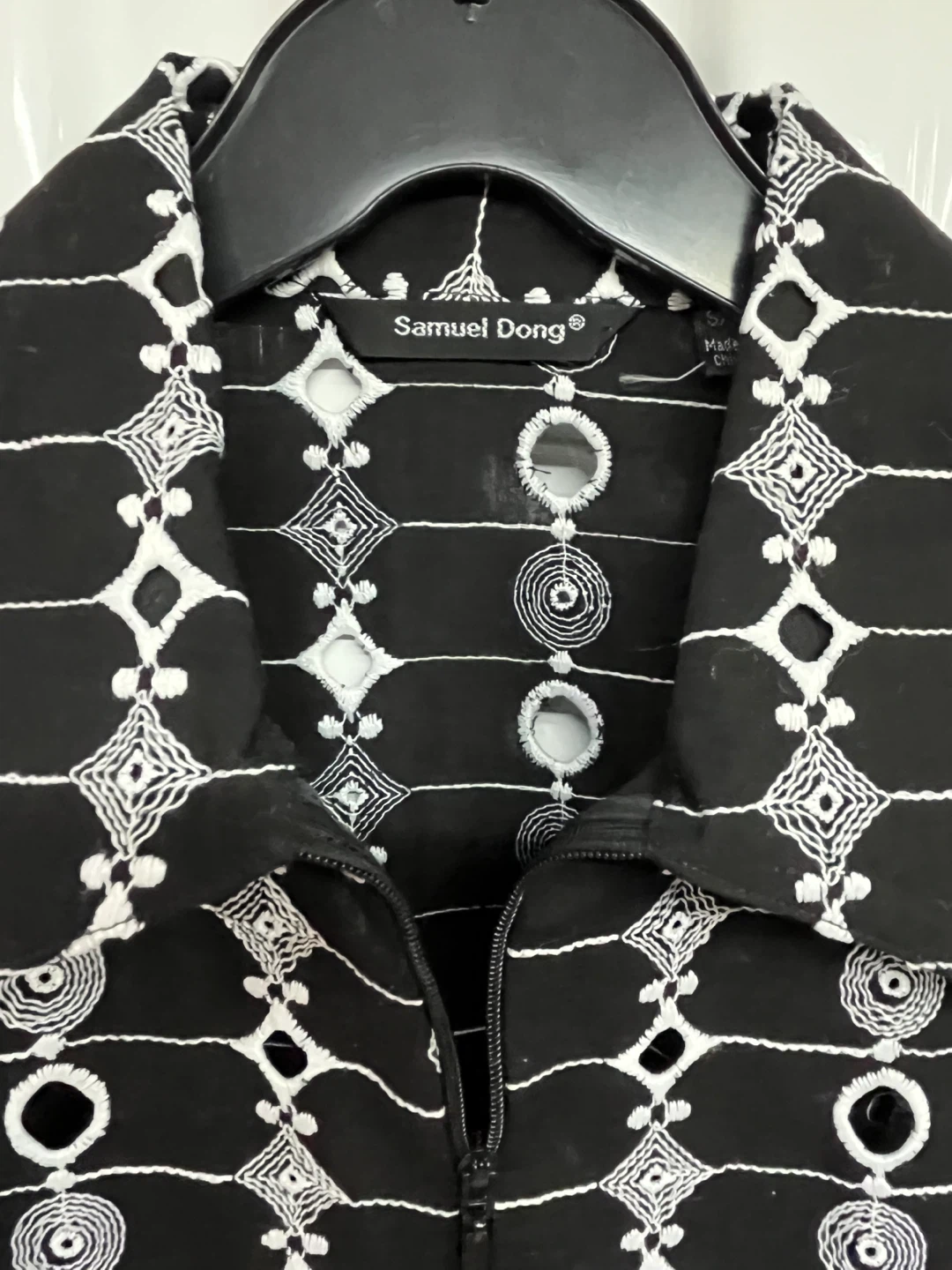 Samuel Dong Black & White Print Zip-Up Jacket - photo 5