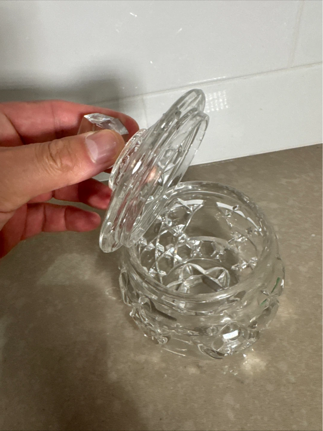 Crystal Glass Trinket Jar with Lid - photo 2