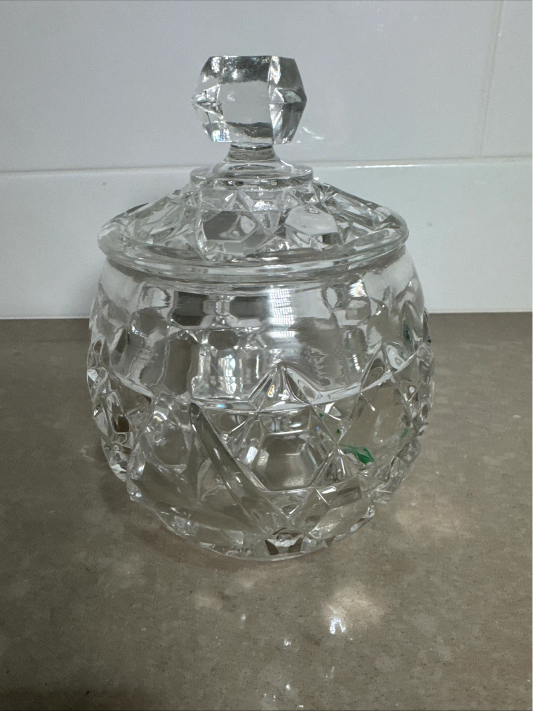 Crystal Glass Trinket Jar with Lid