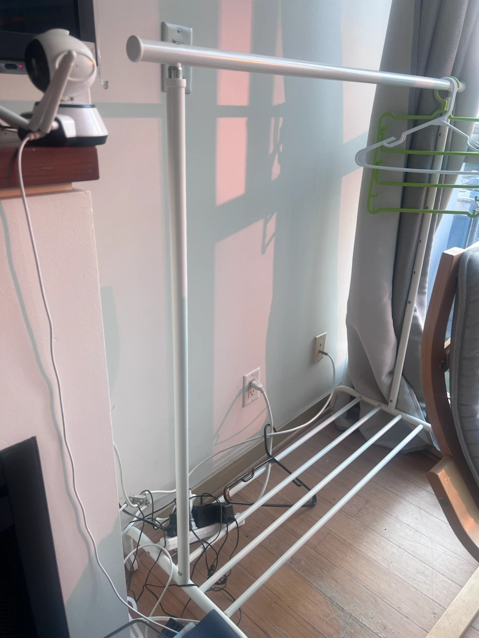 IKEA White Rolling Clothes Rack with Shelf - photo 2