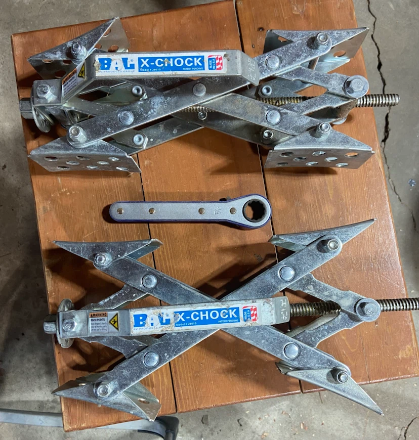 BAL X-CHOCK RV Wheel Chocks with Ratchet Wrench