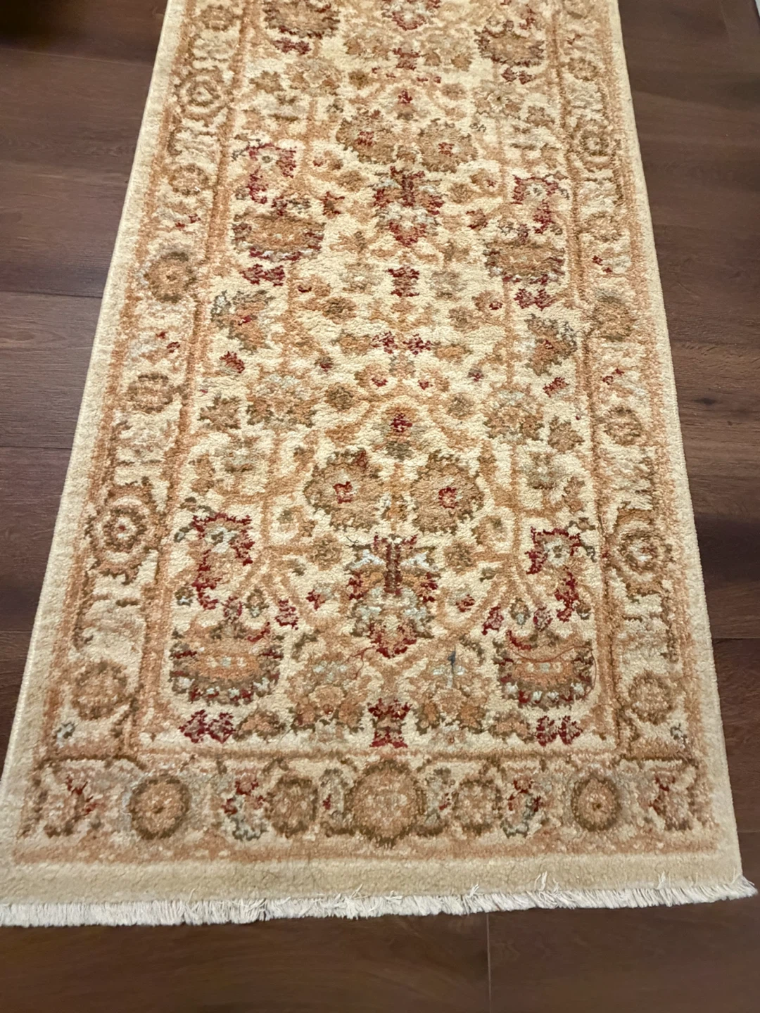 Cream and Red Floral Runner Rug - photo 2