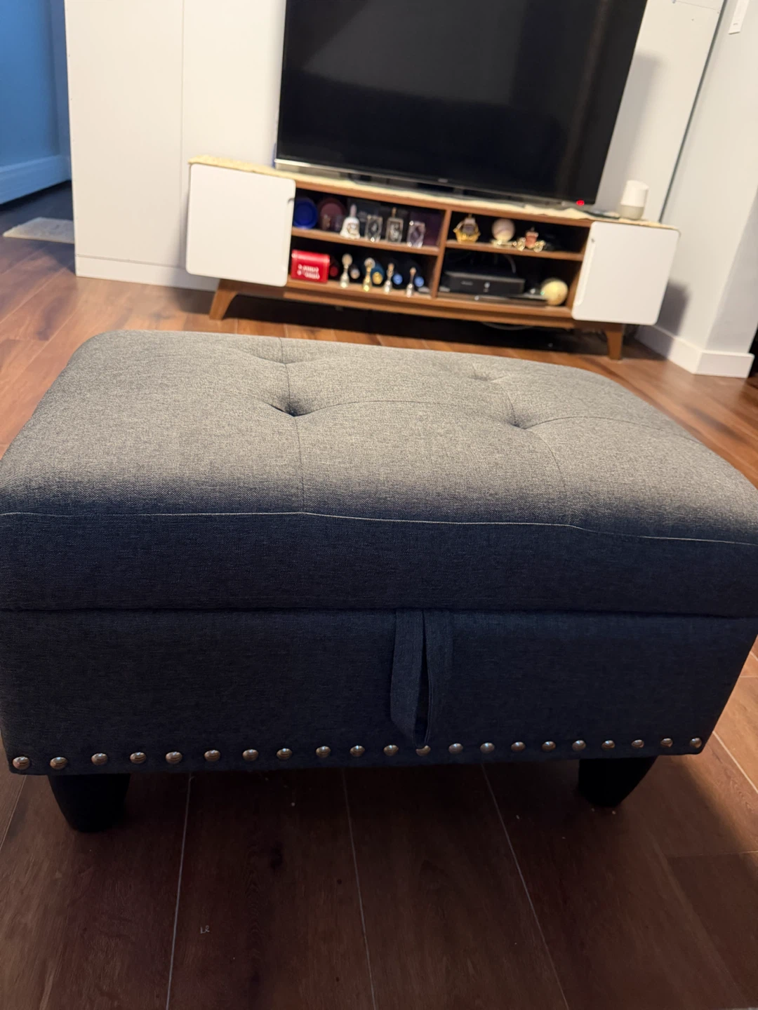 Dark Gray Storage Ottoman Footrest