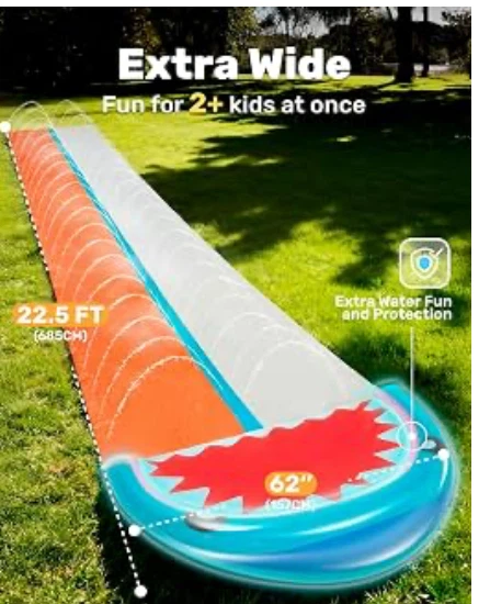 22.5 FT Double Water Slide with Sprinklers