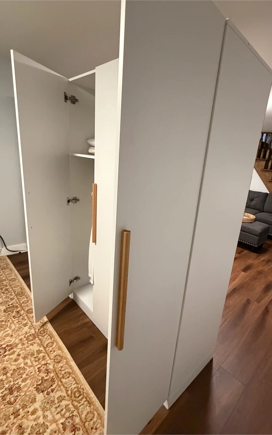 White Wardrobe with Wooden Handles - photo 2