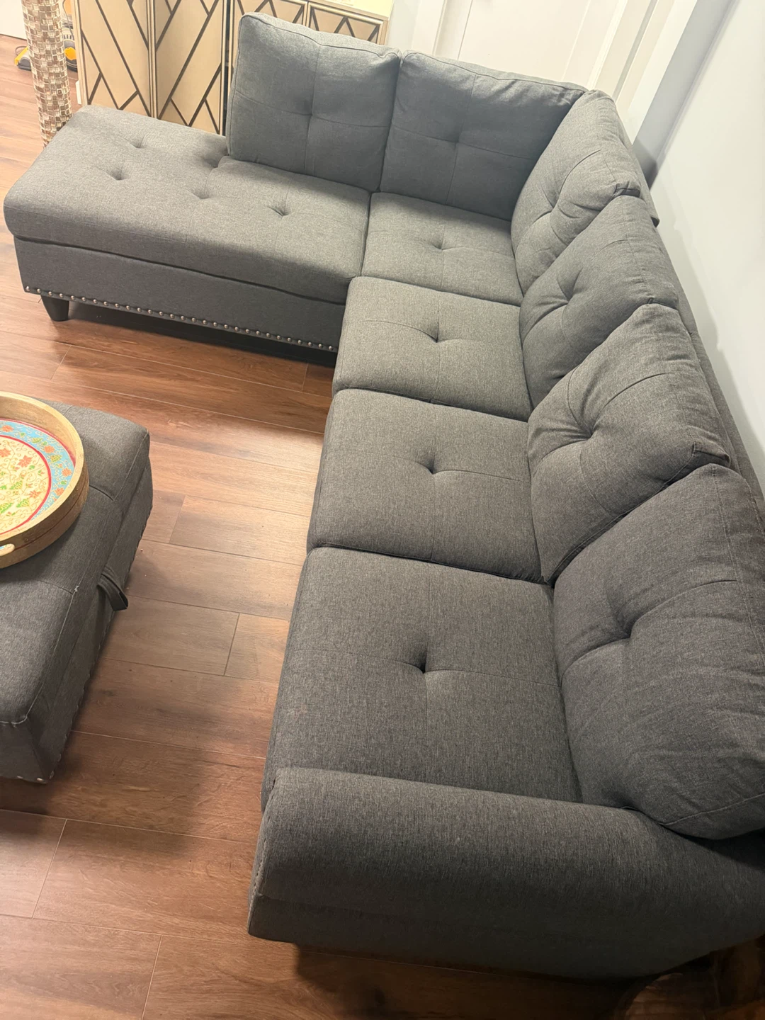 Gray Sectional Sofa with Ottoman - photo 2