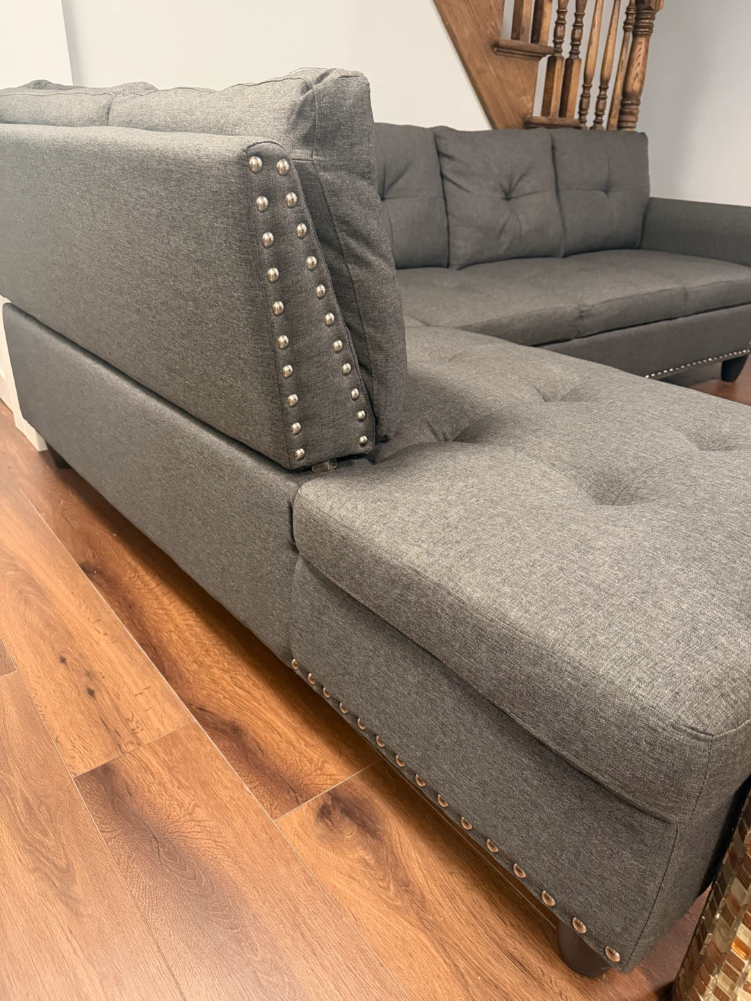 Gray Sectional Sofa with Ottoman - photo 3