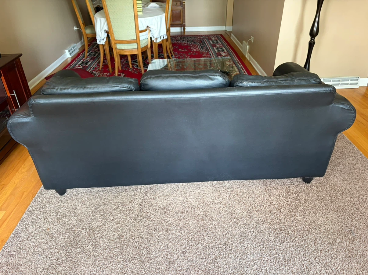 Genuine Leather Black IKEA Brand Sofa - good condition - photo 2