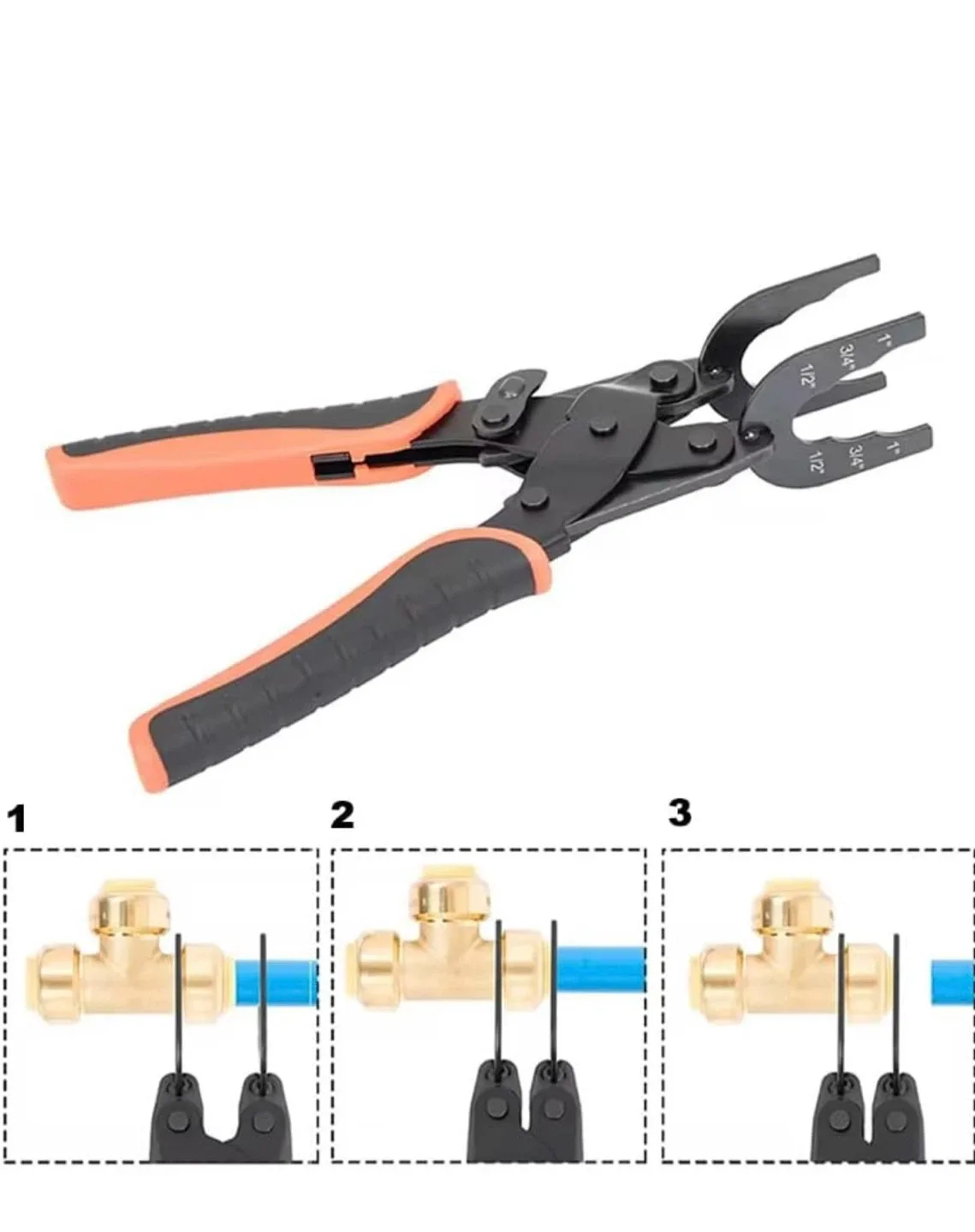 3-in-1 Push Fit Removal Pliers for 1/2", 3/4", 1" - photo 4