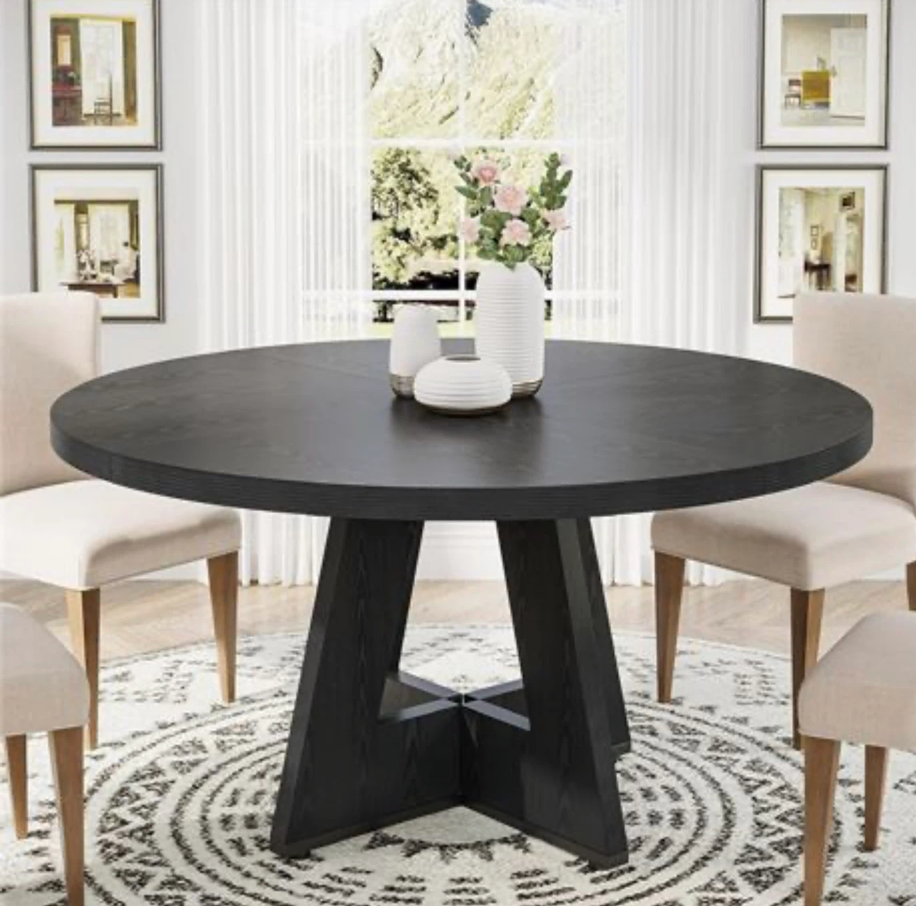 Tribesigns Round Dining Table - Black