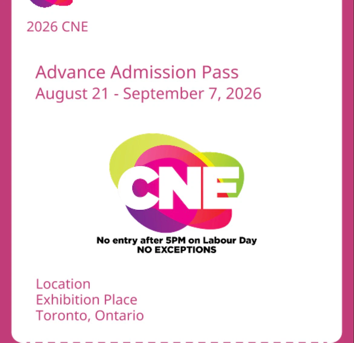 3 CNE Admission tickets