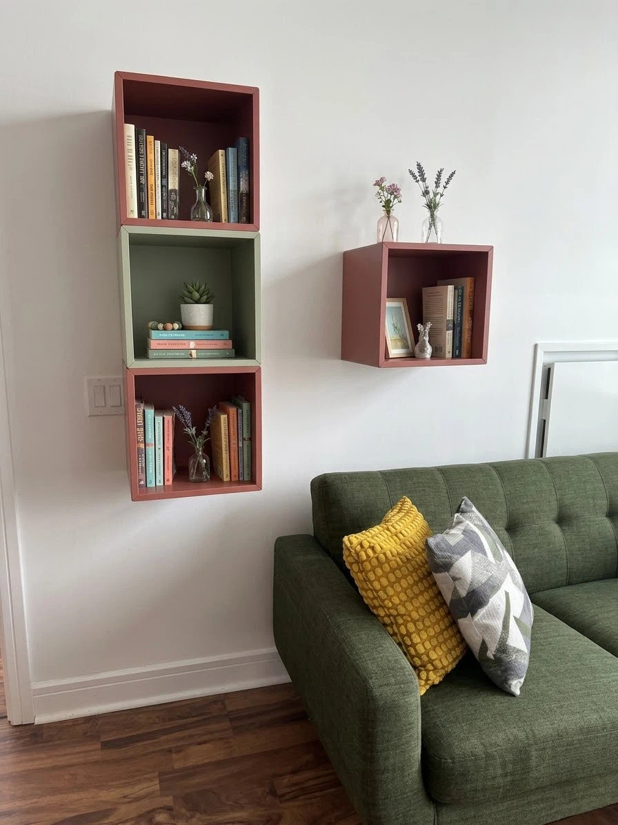 Cube Storage Shelving Unit with Woven Baskets