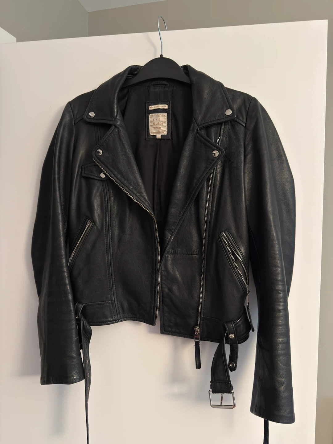 ZARA TRF Black Leather Biker Jacket