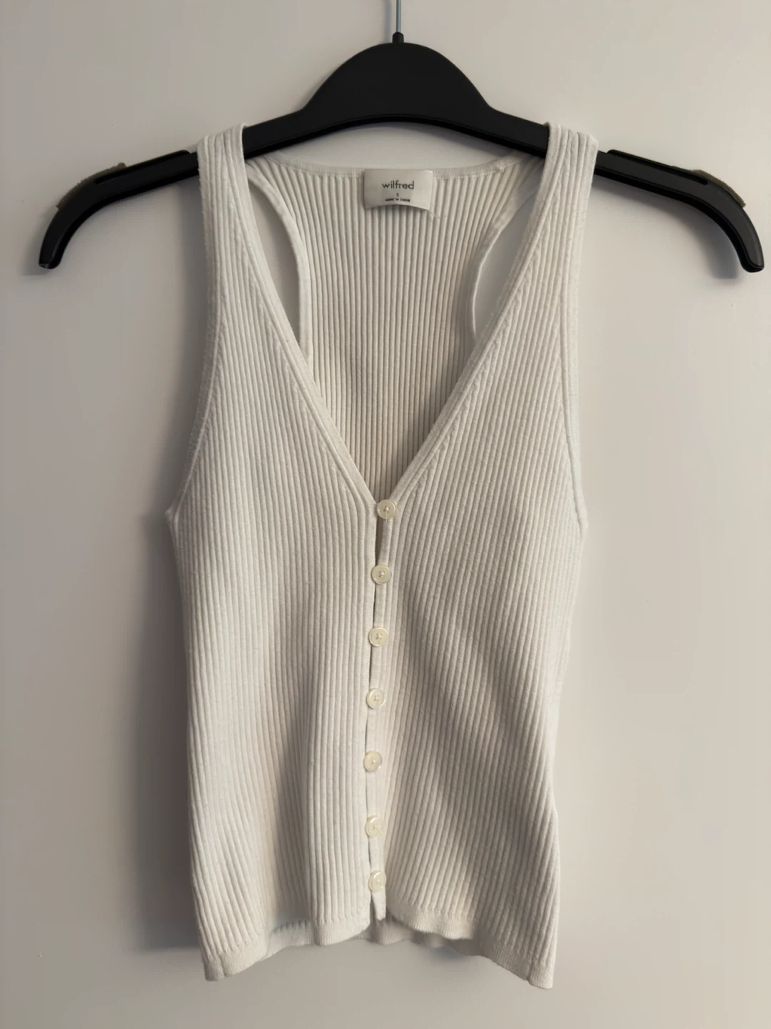 Wilfred White Ribbed Racerback Tank Top