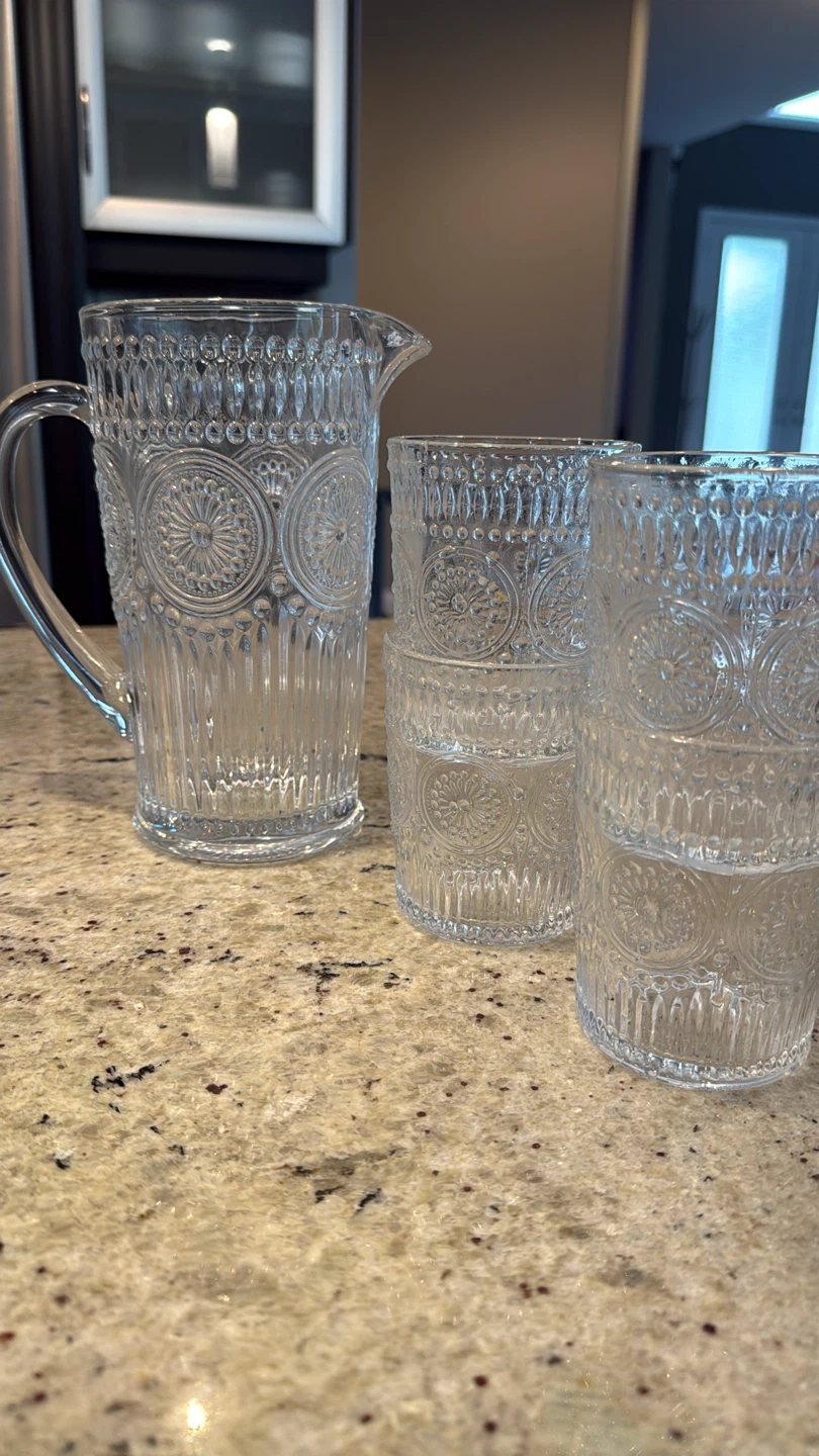Embossed Glass Pitcher and Glasses Set - photo 2