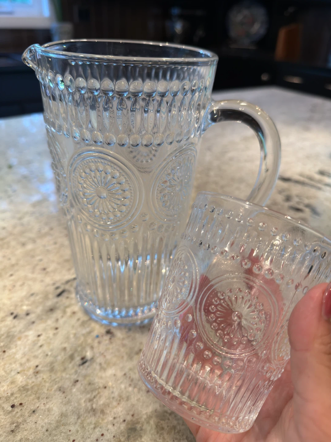 Embossed Glass Pitcher and Glasses Set - photo 3