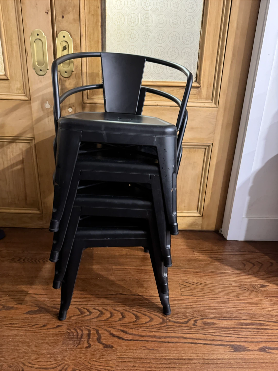 White Metal Square Table and Black Metal Stools - photo 4