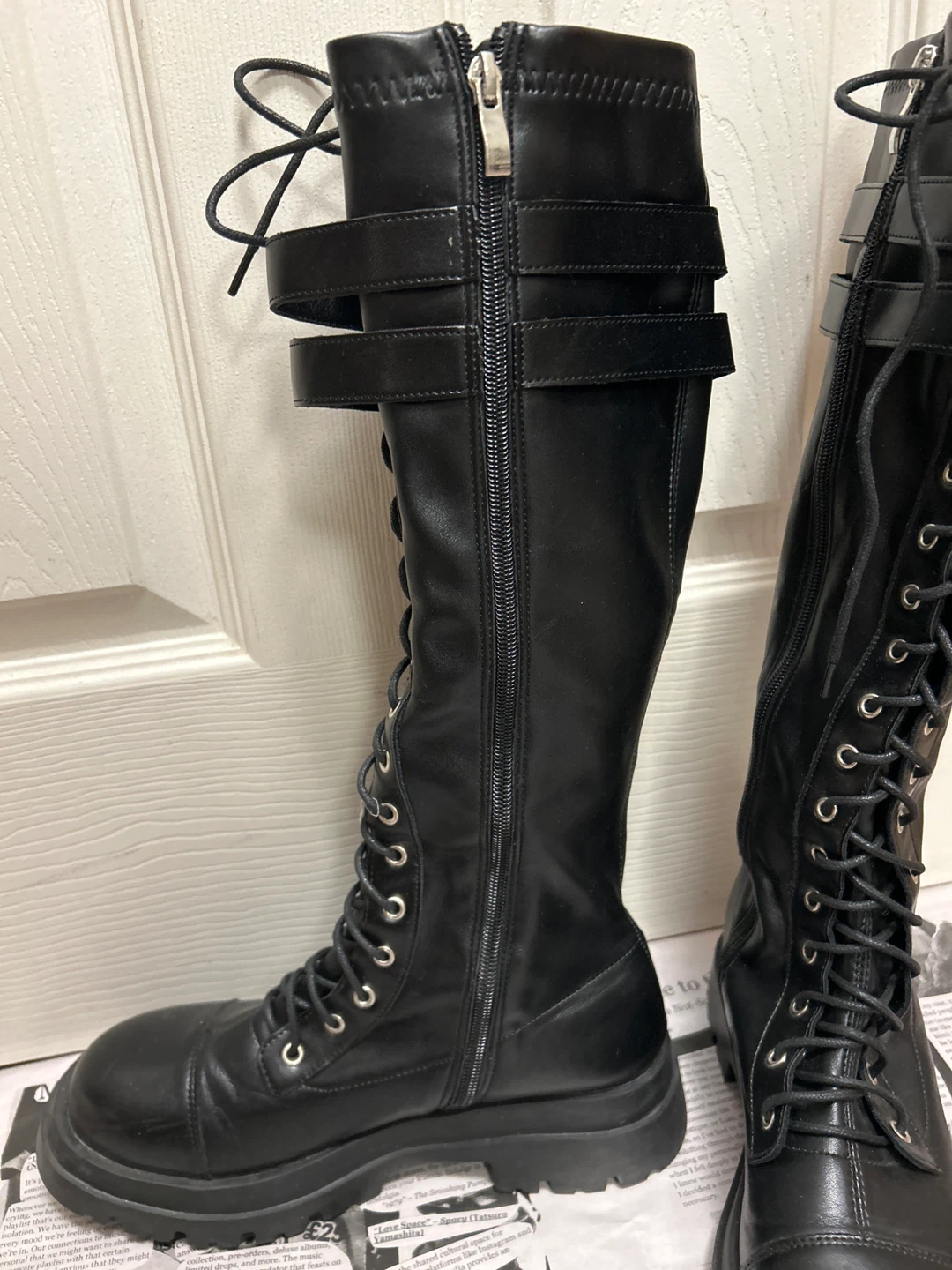 Black Combat punk style Boots size 8 - photo 3