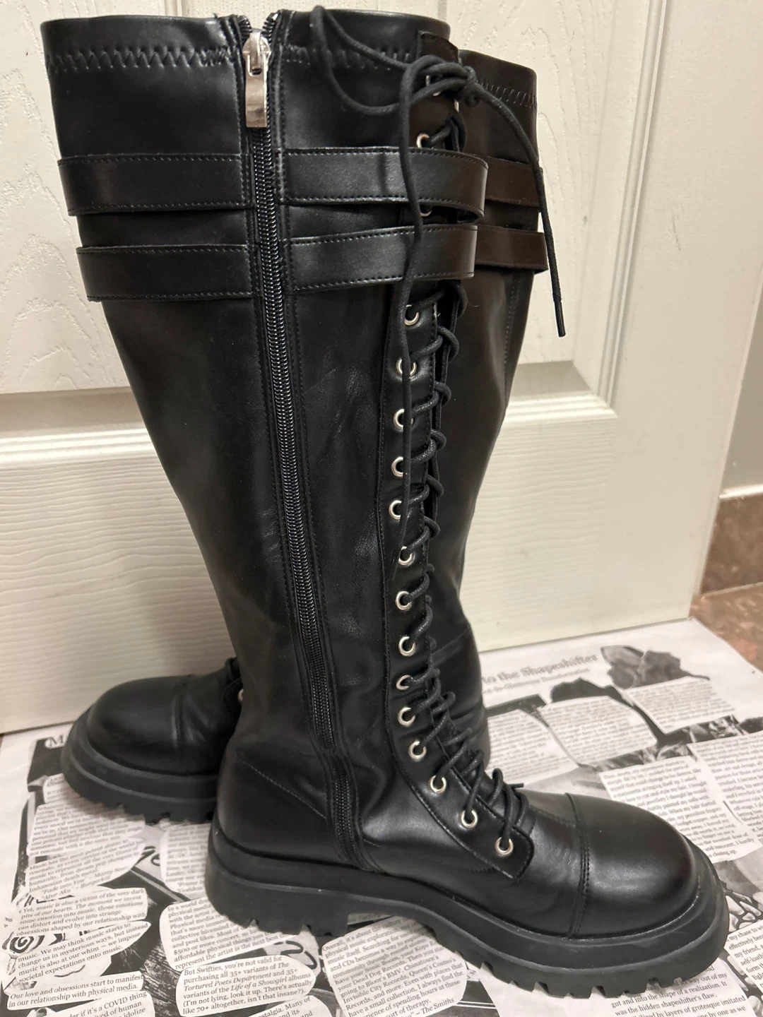 Black Combat punk style Boots size 8 - photo 4