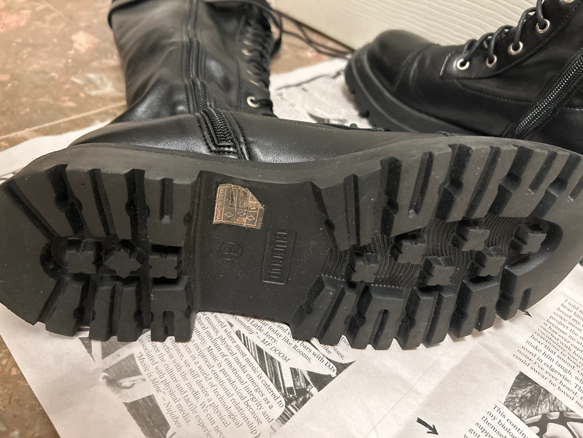 Black Combat punk style Boots size 8 - photo 5