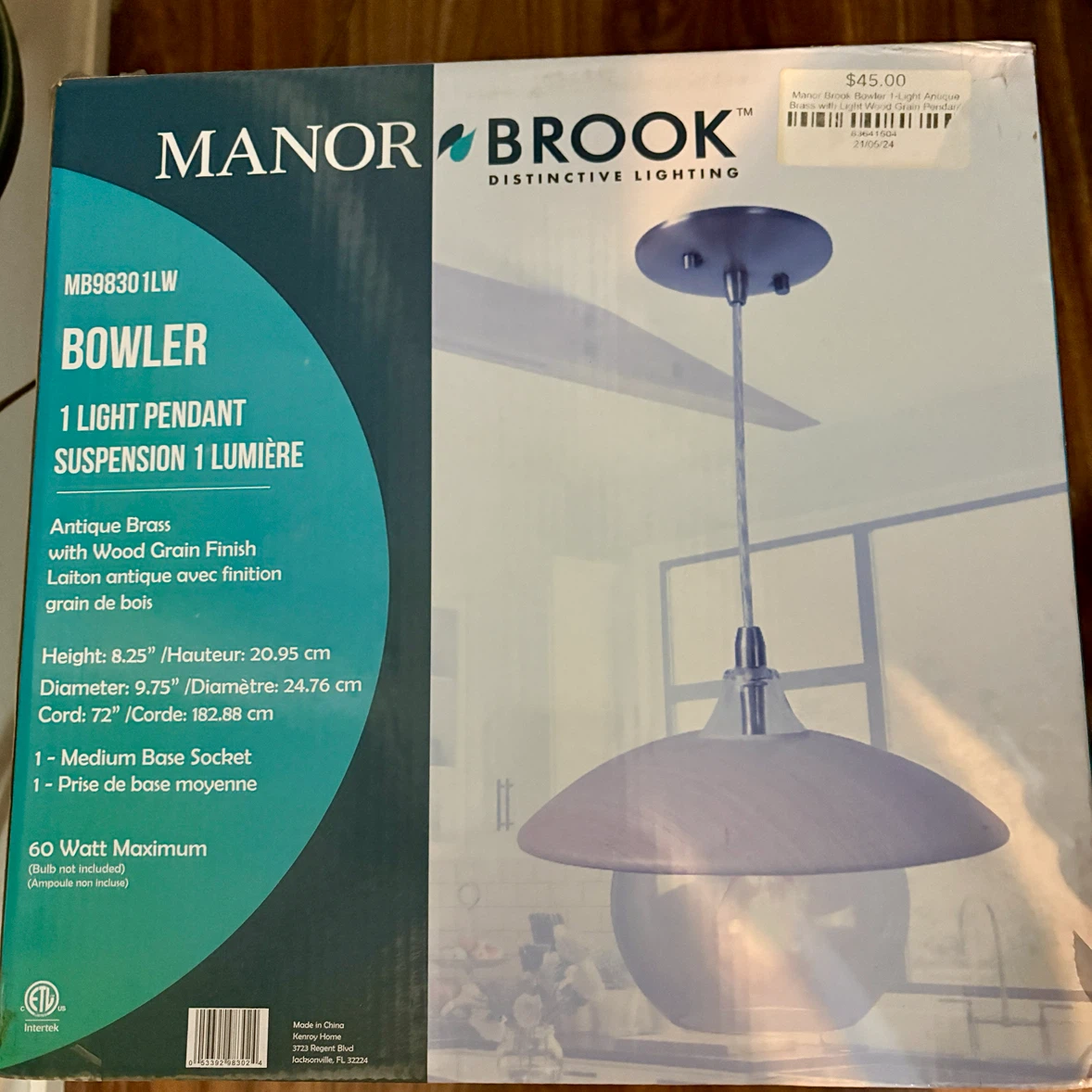Bowler Pendant Light - Antique Brass - Manor Brook