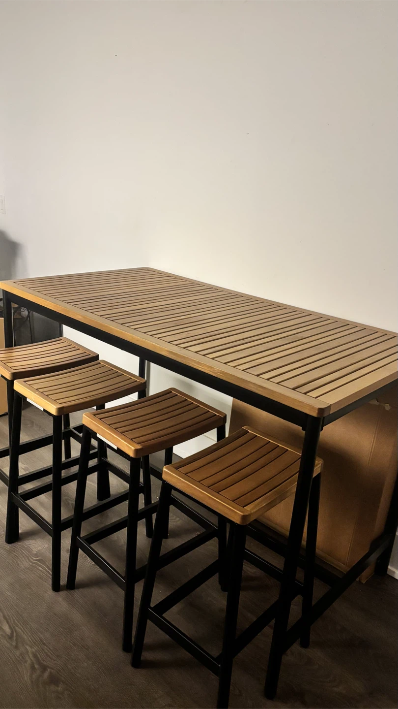 Bar Height Table and 4 Stools Set - photo 2