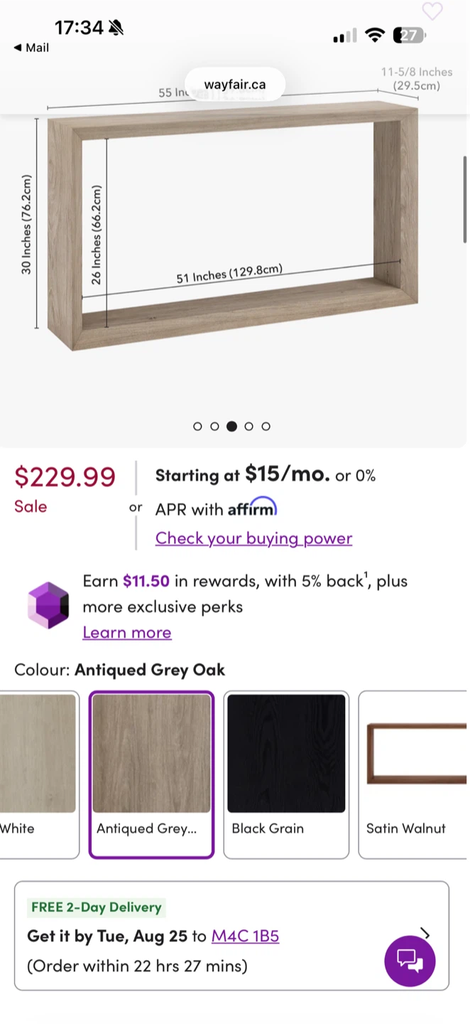 Console Table - Antiqued Grey Oak