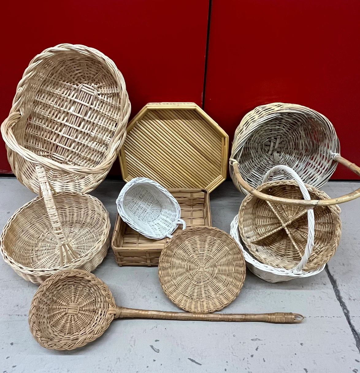 Assorted Wicker Baskets and Tray