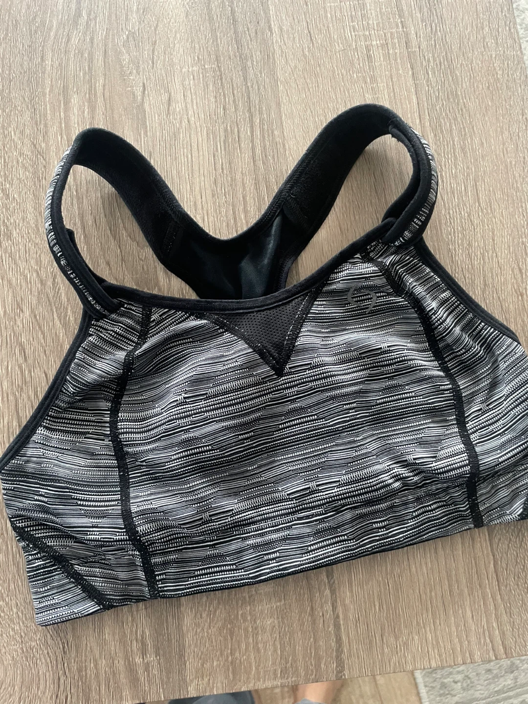 Athletic Sports Bra - Black & Grey Stripe