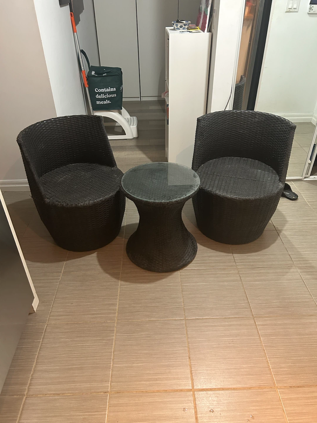 3 piece dark brown outdoor furniture set