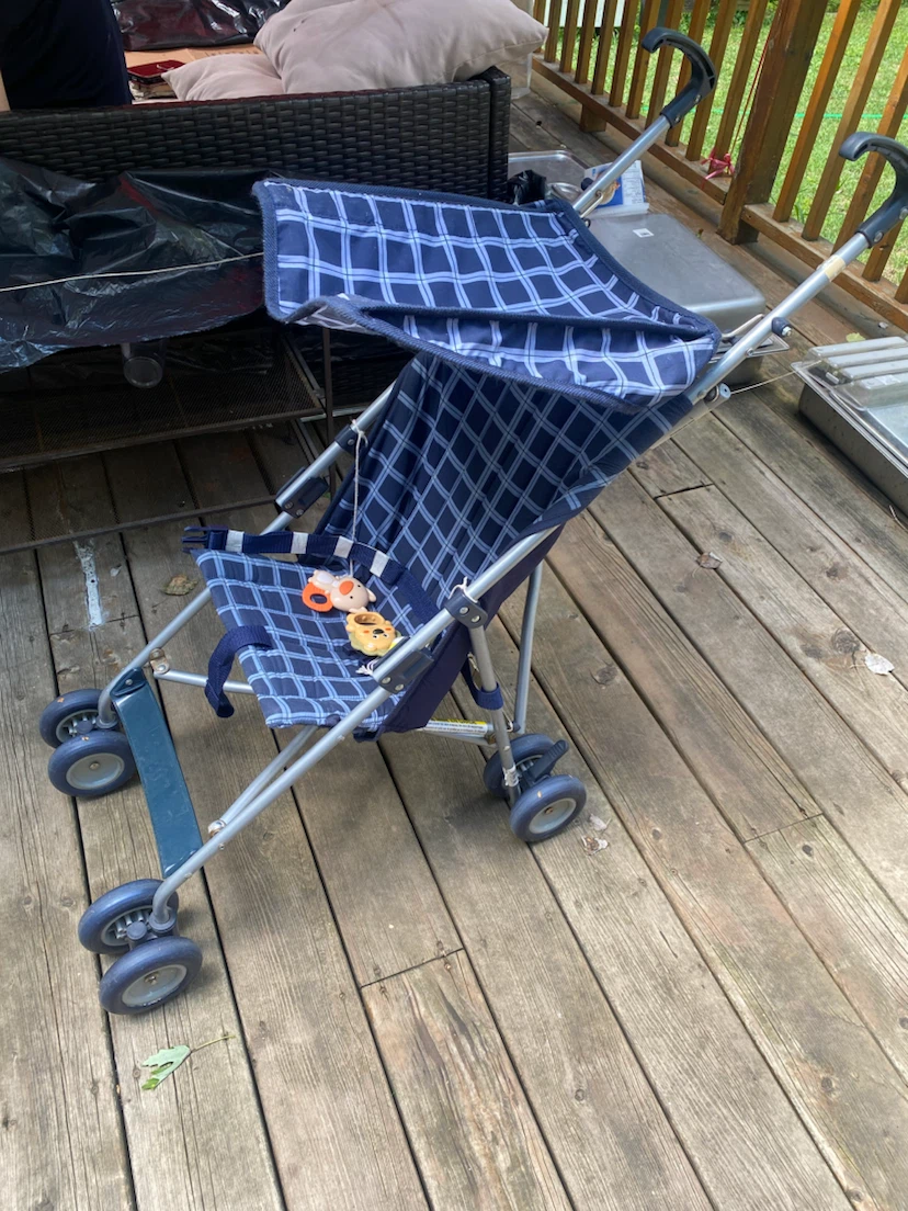 Blue Plaid Baby Stroller