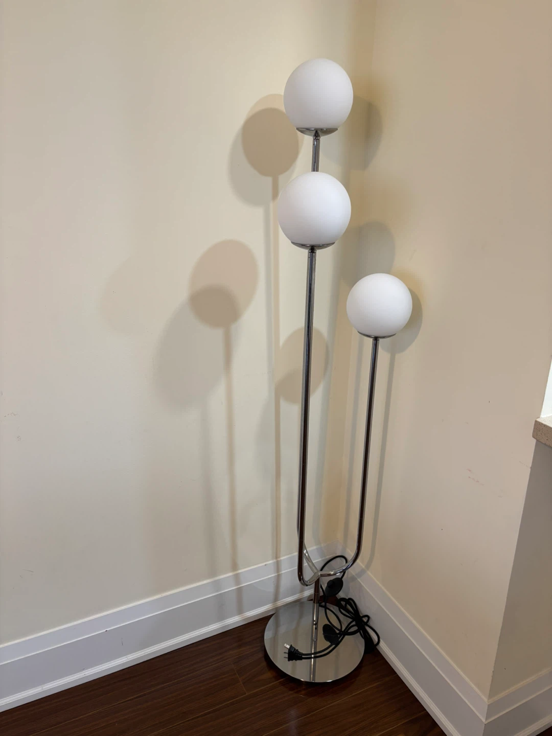 2 sets of Floor Lamp with 3 White Globe Shades