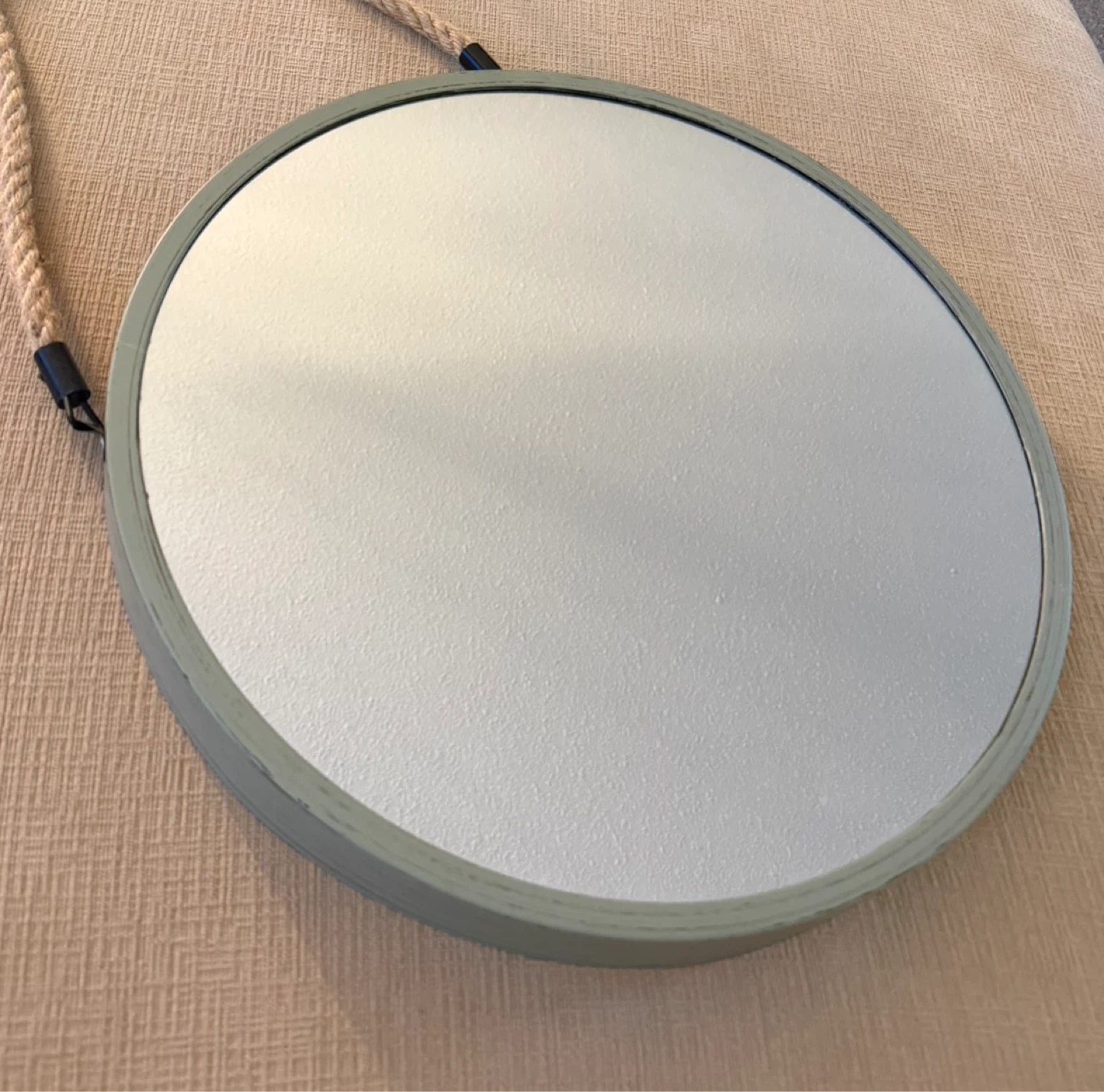 Round Wall Mirror with Rope Hanger - photo 2