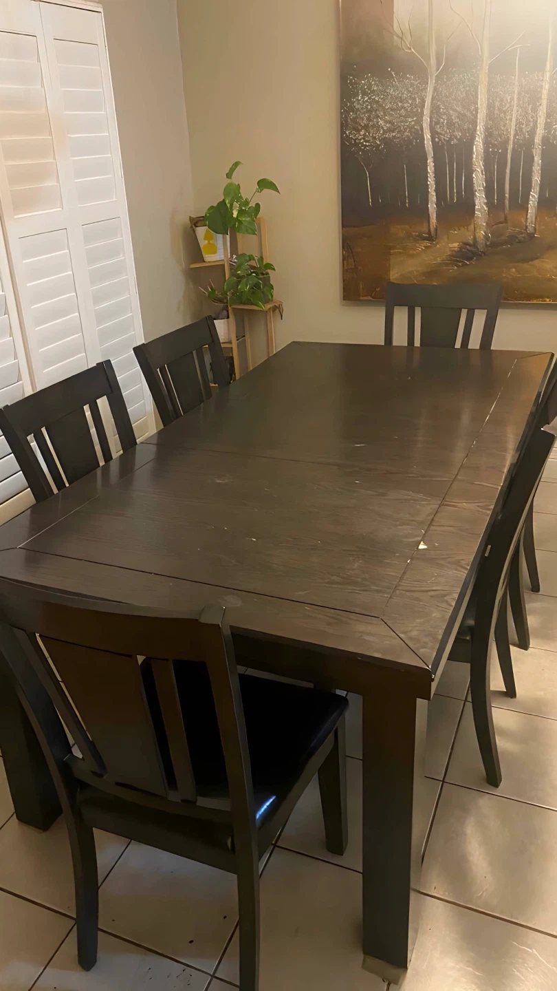 Dark Wood Dining Table with 6 Chairs - photo 2