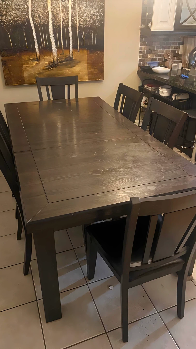 Dark Wood Dining Table with 6 Chairs - photo 3
