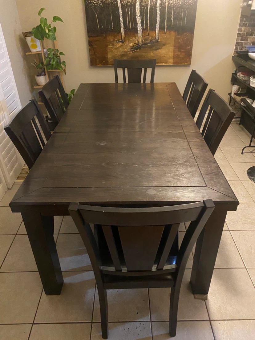 Dark Wood Dining Table with 6 Chairs - photo 5