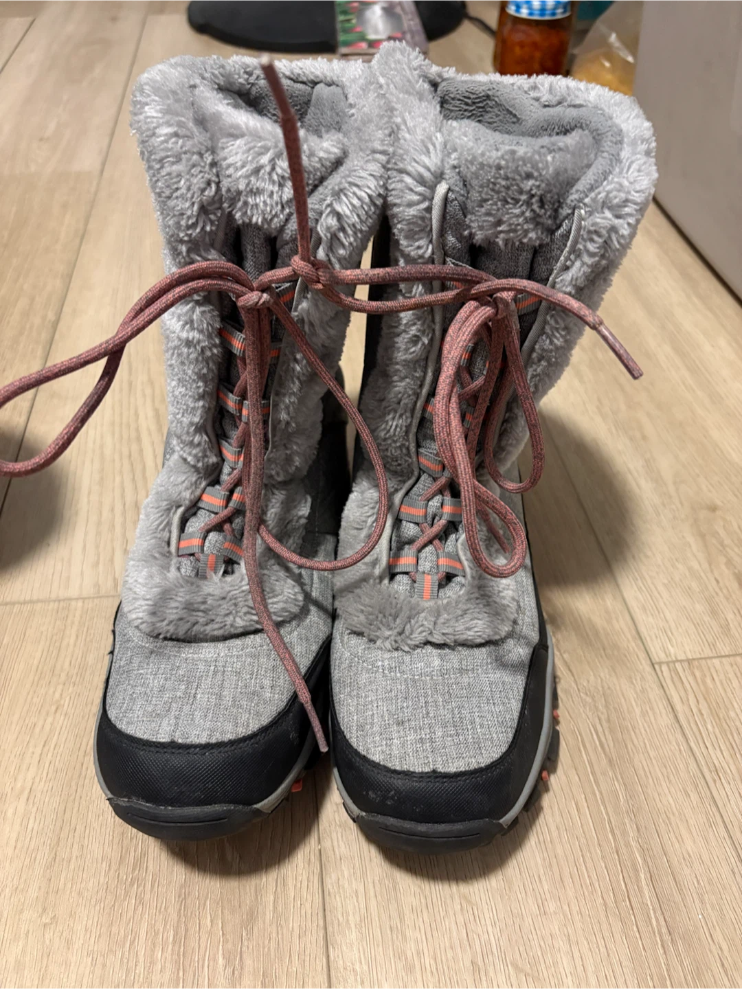 Grey Faux Fur Lined Winter Boots - photo 2