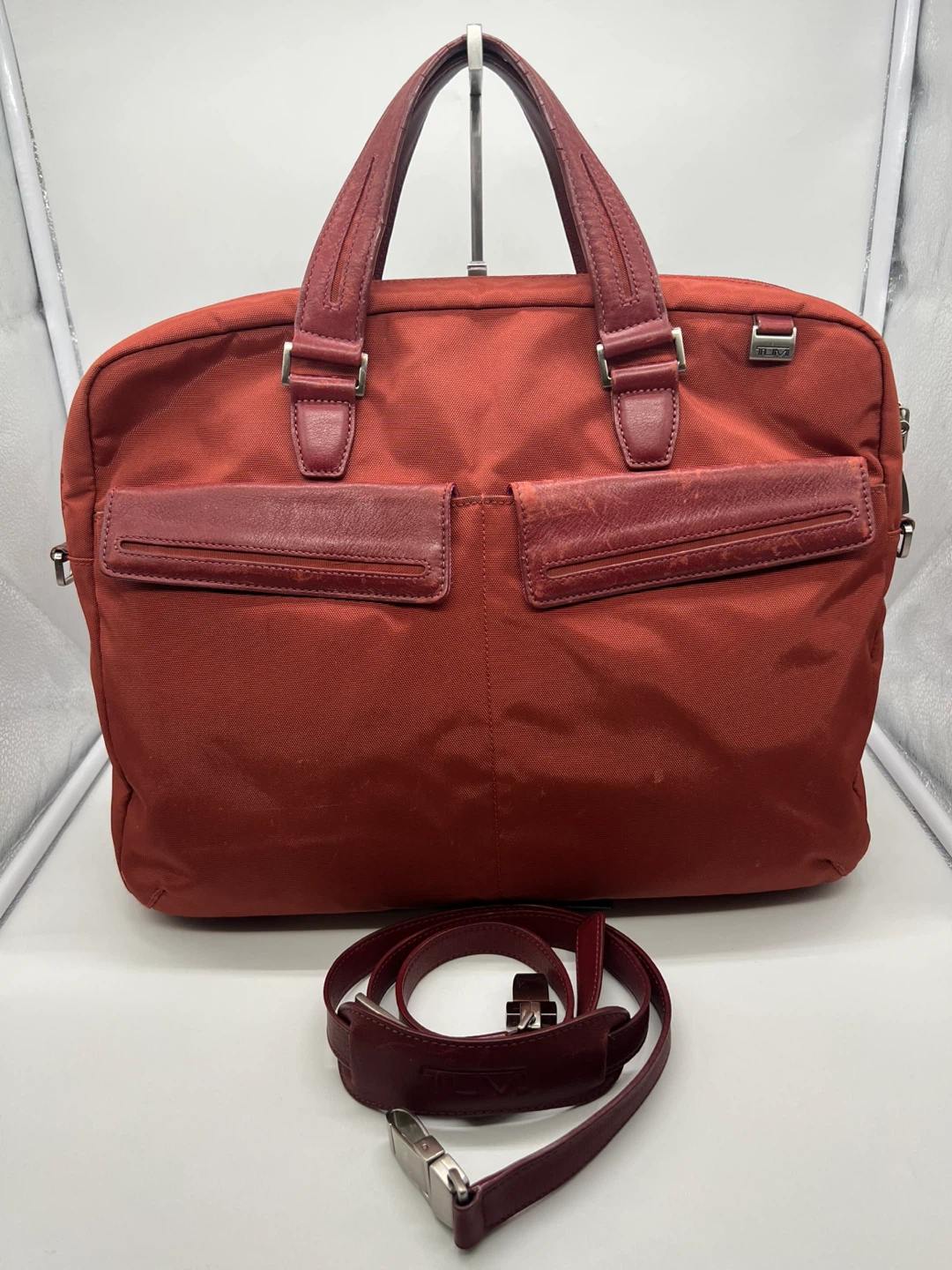 Tumi Orange Nylon Leather Briefcase