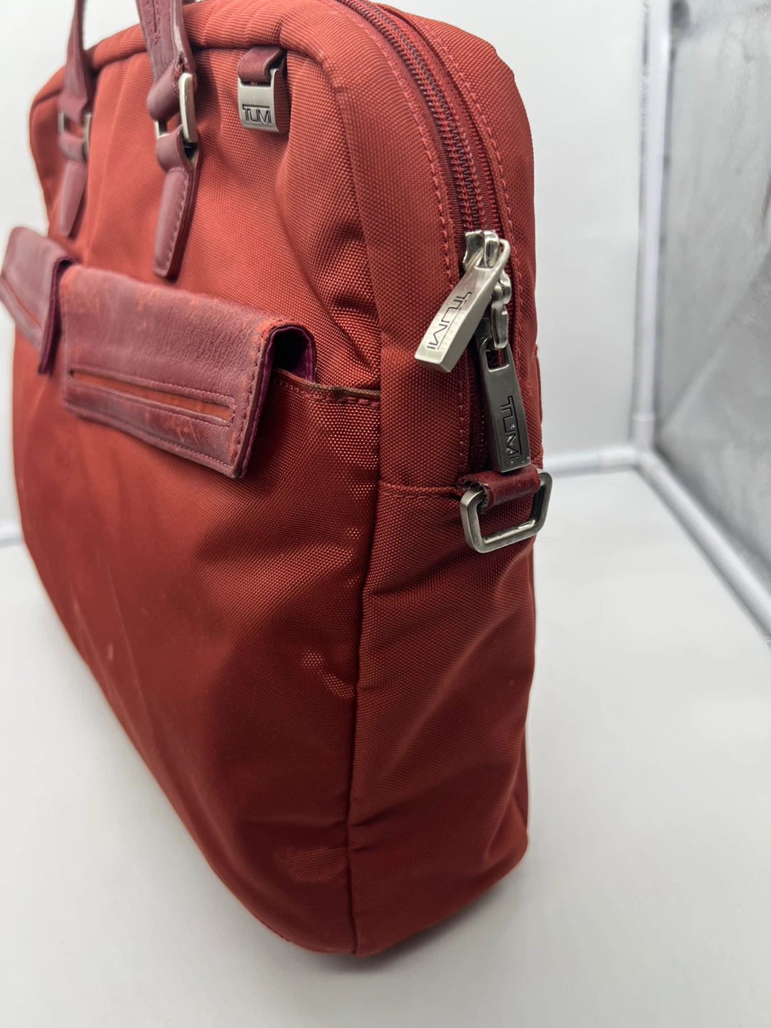 Tumi Orange Nylon Leather Briefcase - photo 5
