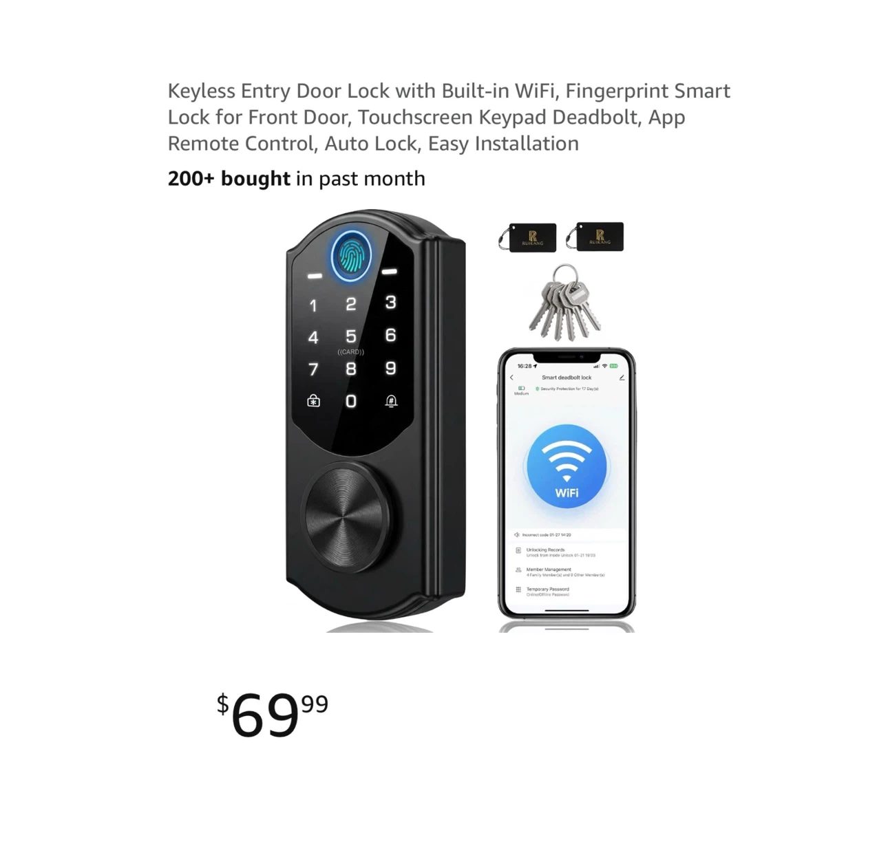 Brand new Keyless Entry Door Lock with Built-in WiFi