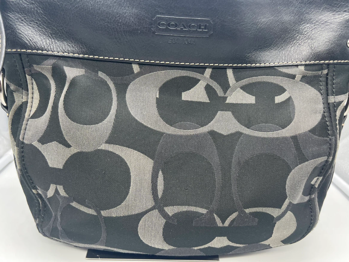 Coach Zoe Convertible Black Canvas Leather Hobo - photo 3