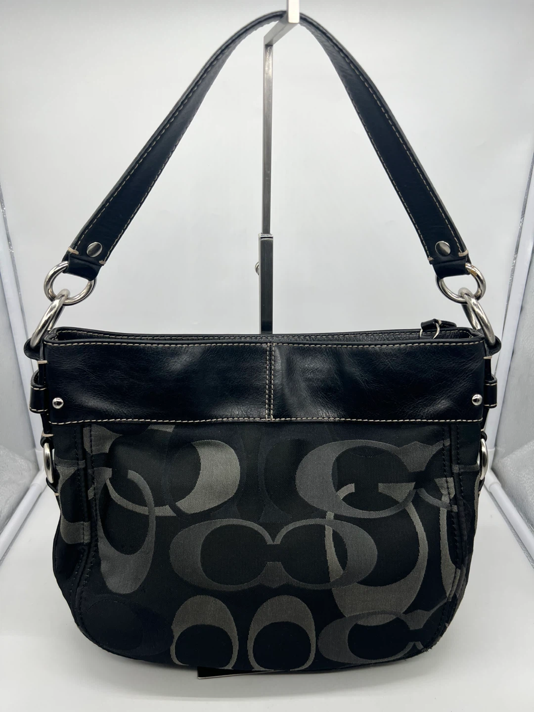 Coach Zoe Convertible Black Canvas Leather Hobo - photo 5